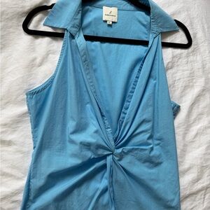 Sandro light blue twist-front sleeveless top